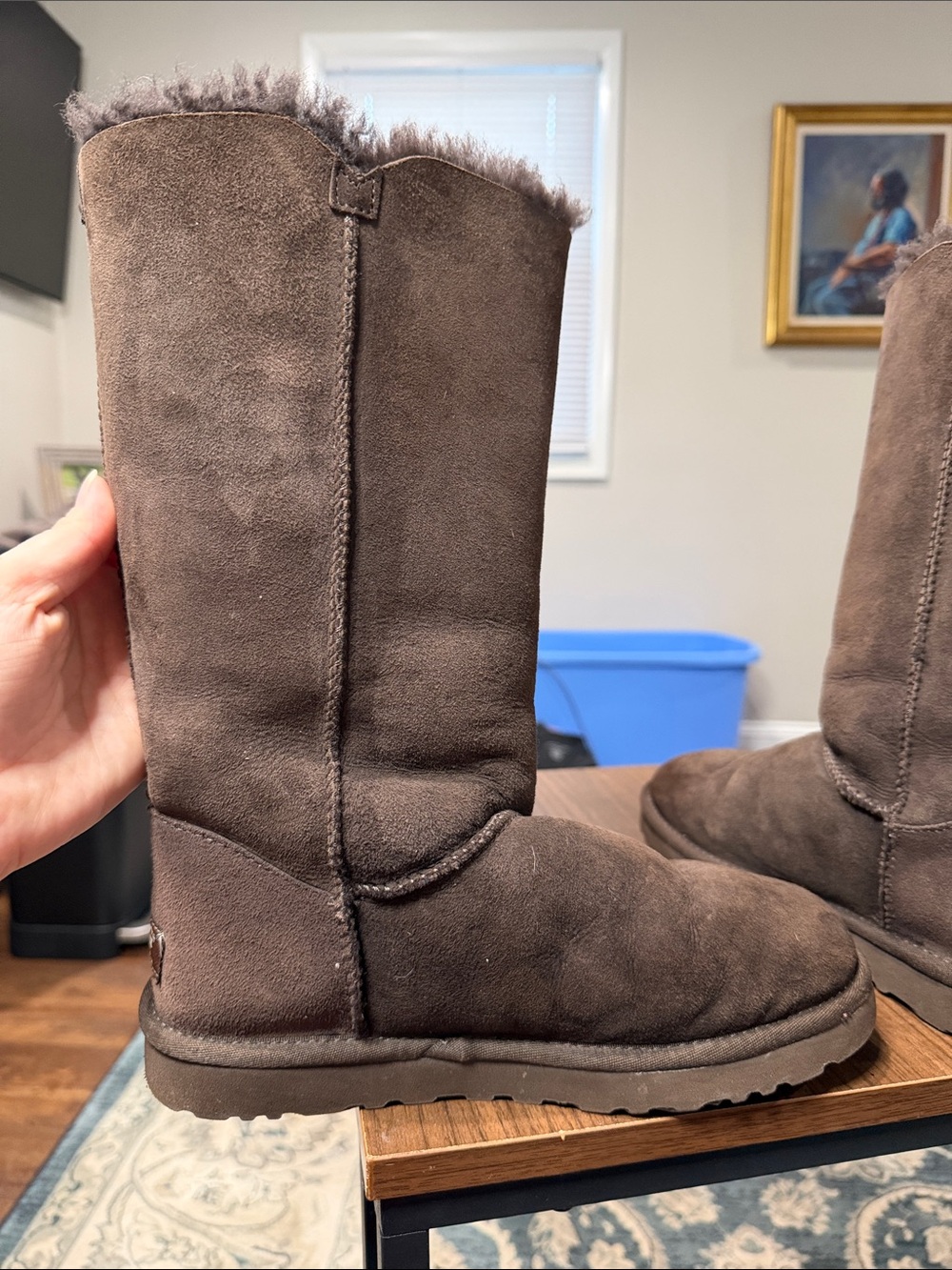 UGG Tall Triple Button Suede Boots in Brown - Picture 7 of 10